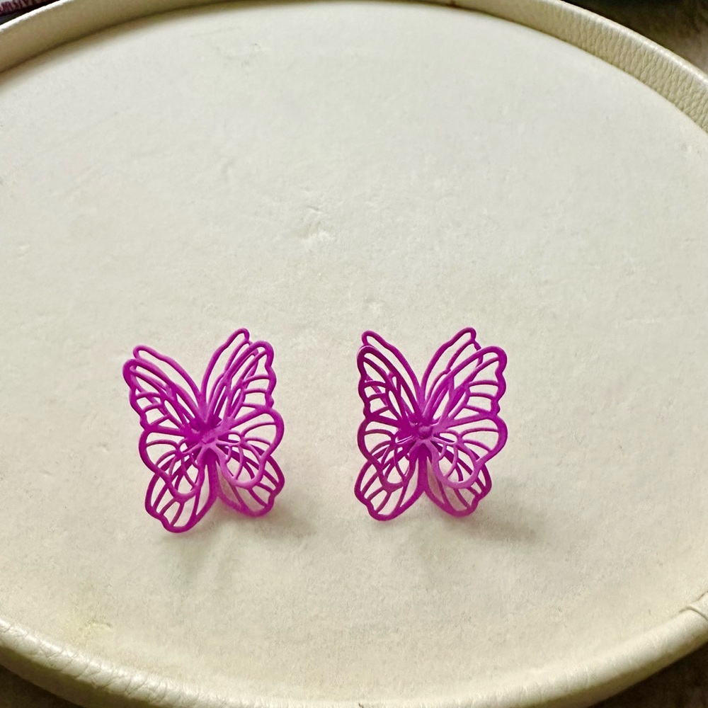 Elegant KHOI EYDI Butterfly Earrings in Pink